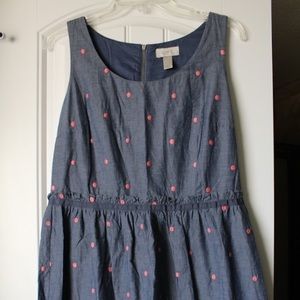 Loft chambray-like polka dot dress